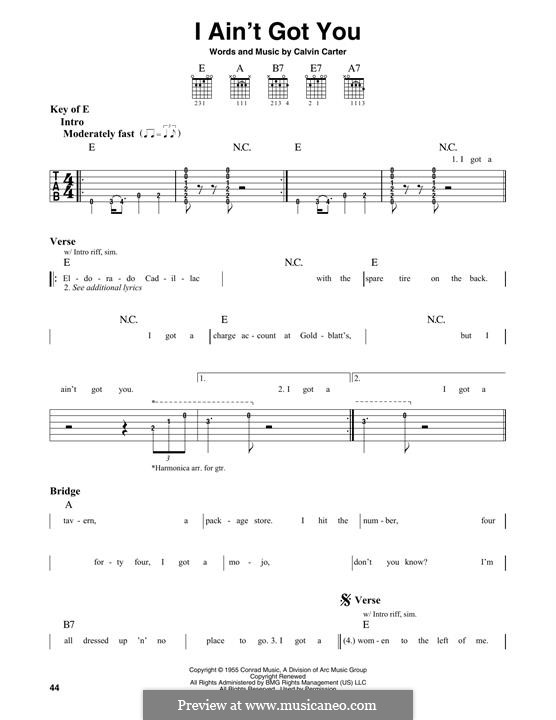 I ain't Got You: For guitar by Calvin Carter