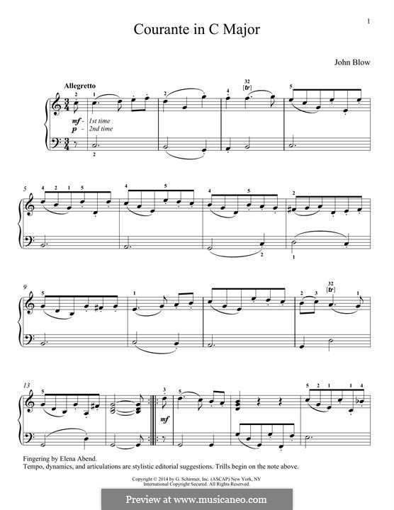 Courante: For piano by John Blow