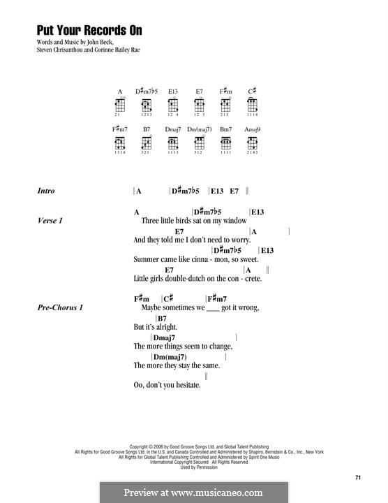 Put Your Records on (Corinne Bailey Rae): For ukulele by John Beck, Steven Chrisanthou
