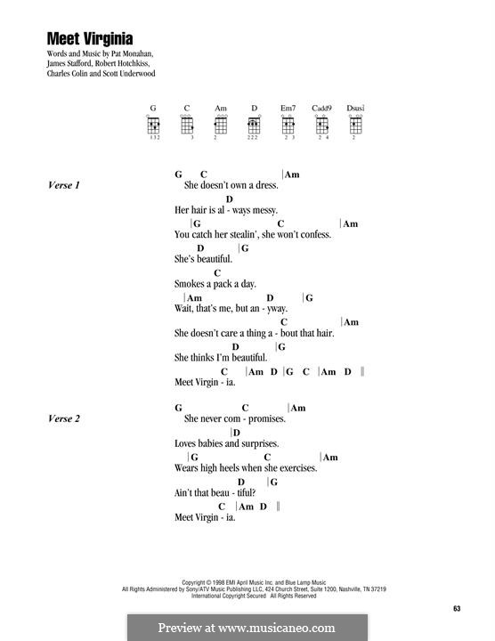 Meet Virginia (Train): For ukulele by Jimmy Stafford, Patrick Monahan, Rob Hotchkiss