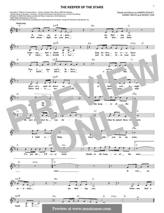 The Keeper of the Stars (Tracy Byrd): For keyboard by Danny Mayo, Dickey Lee, Karen Staley