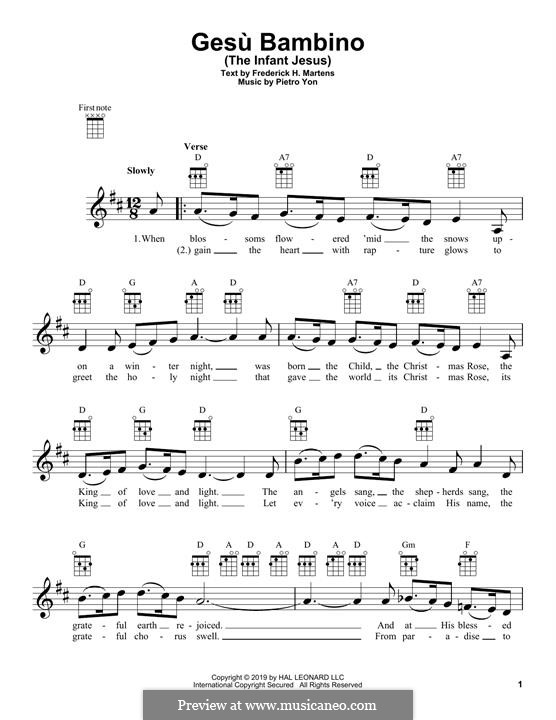 Gesu Bambino (The Infant Jesus): For ukulele by Pietro Yon