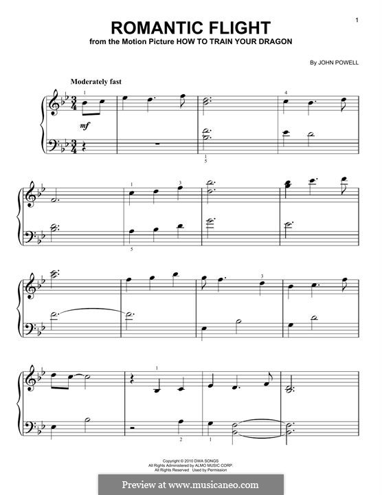 Romantic Flight (from How to Train Your Dragon): For piano by John Powell
