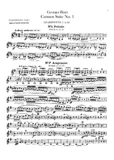 First Suite: Clarinets parts by Georges Bizet