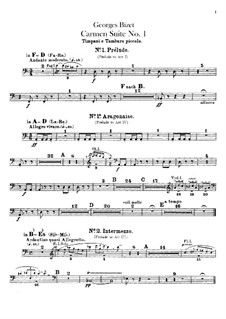 First Suite: Percussion parts by Georges Bizet