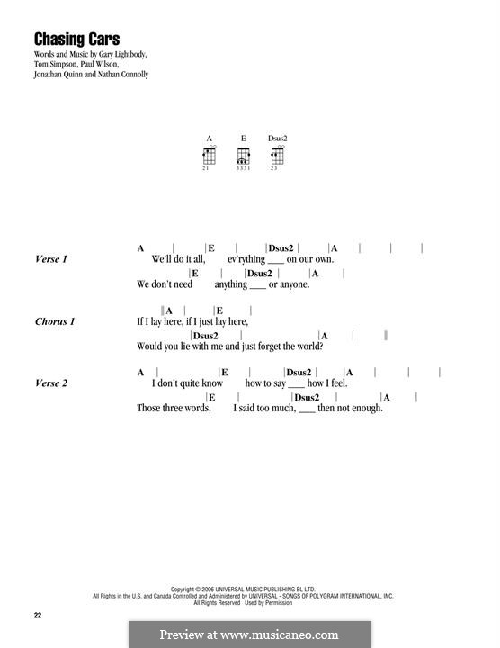 Chasing Cars - Guitar Chords/Lyrics