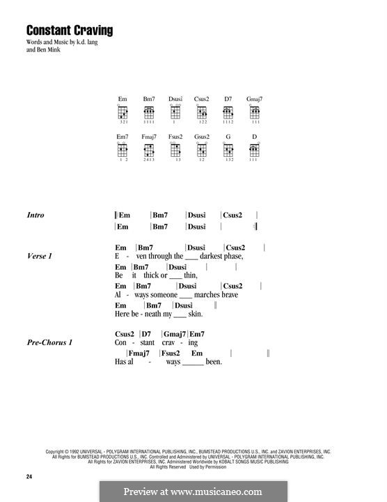 Constant Craving: For ukulele by Ben Mink, k.d. lang