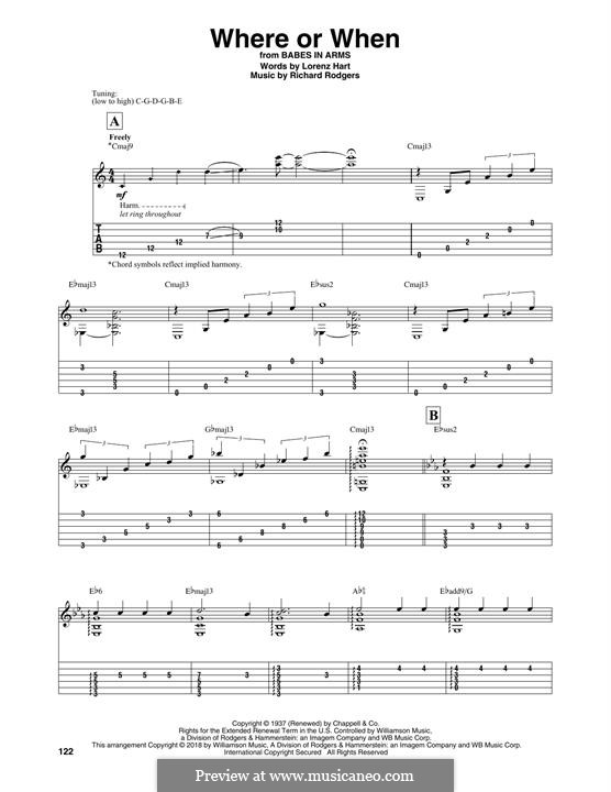 Where Or When (from Babes In Arms): For guitar by Richard Rodgers