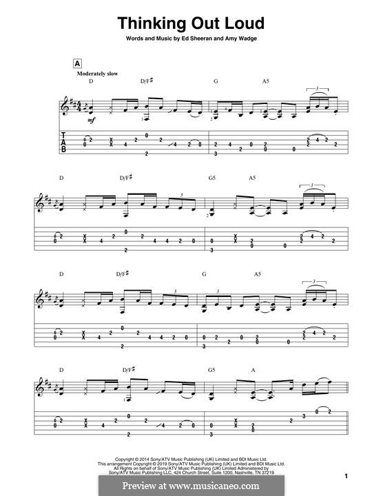 Thinking Out Loud: For guitar by Ed Sheeran, Amy Wadge
