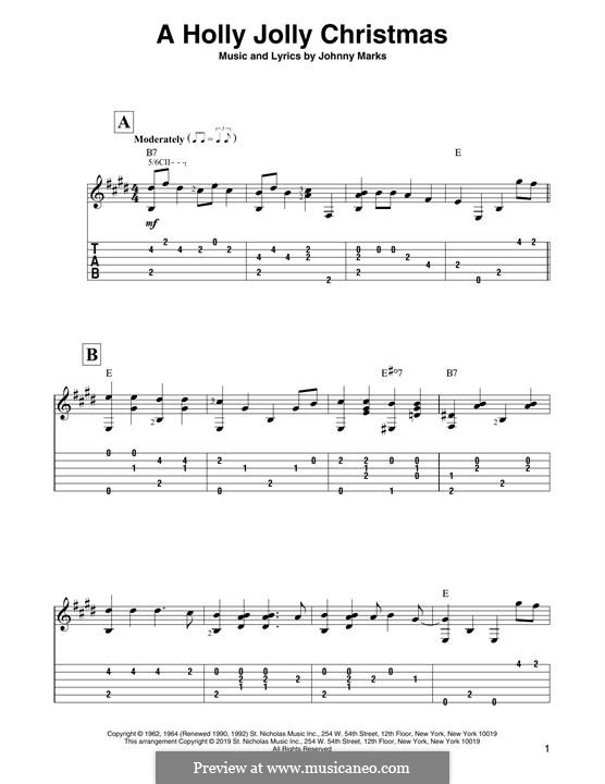 Guitar version (A Holly Jolly Christmas) by J. Marks on MusicaNeo