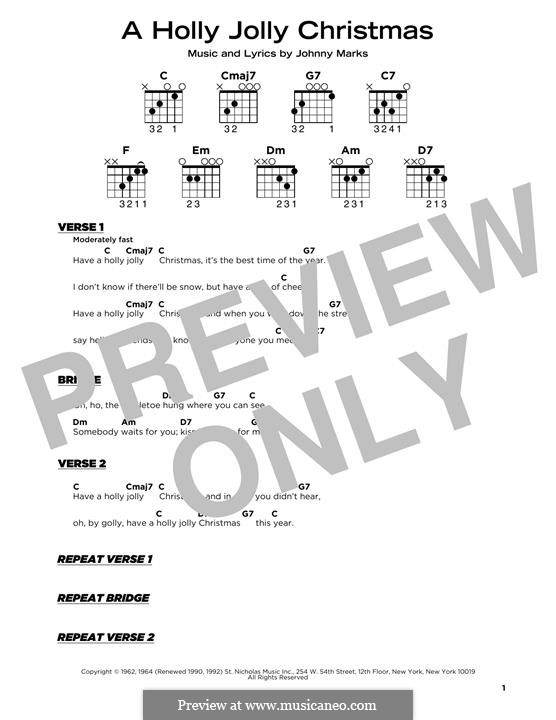 Guitar version (A Holly Jolly Christmas) by J. Marks on MusicaNeo