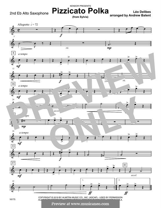 Sylvia: Pizzicato Polka, for quartet saxophones – 2nd Eb Alto Saxophone part by Léo Delibes