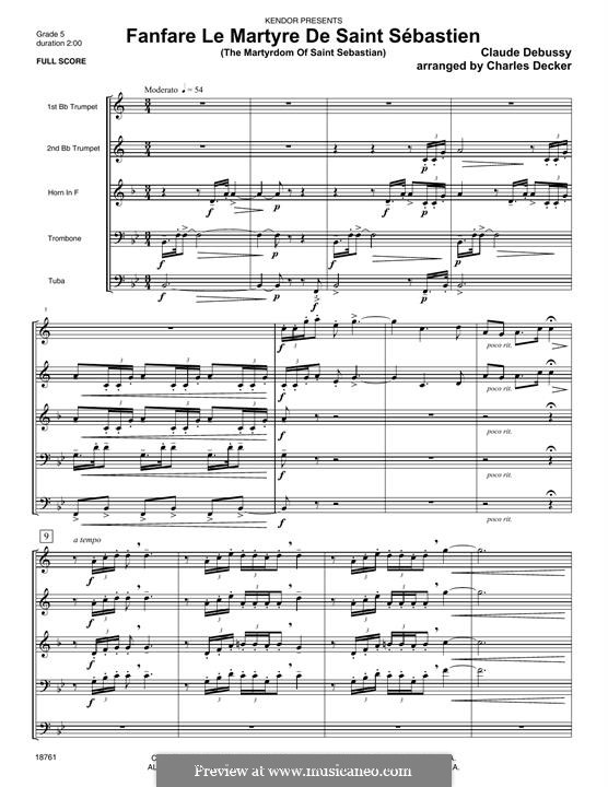 Fanfare Le Martyre De Saint Sebastien (The Martyrdom Of Saint Sebastian): Full Score by Claude Debussy