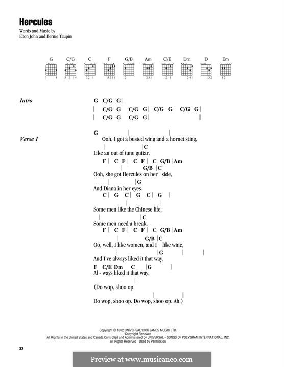 Hercules (from Rocketman): For guitar by Elton John