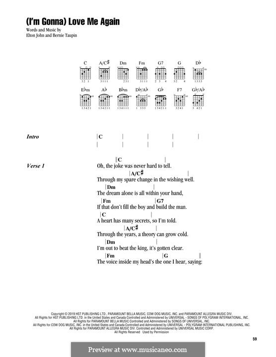 (I'm Gonna) Love Me Again (from Rocketman): For guitar by Elton John