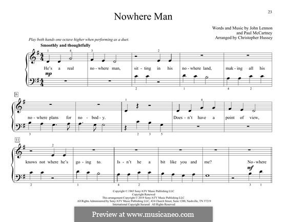 Nowhere Man (The Beatles): For piano four hands by John Lennon, Paul McCartney