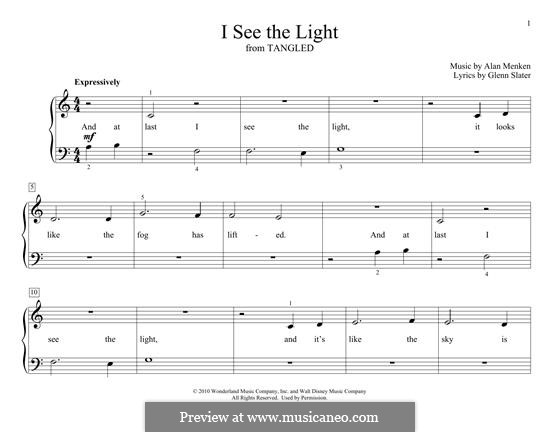 I See The Light (from Tangled): For piano by Alan Menken