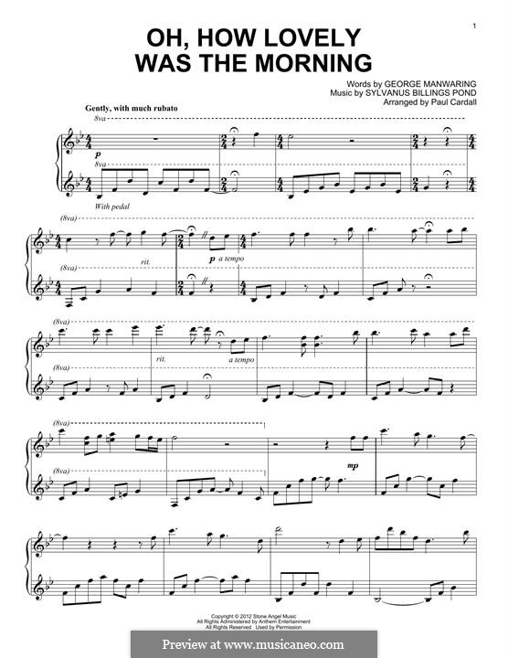Oh, How Lovely Was the Morning: For piano by Sylvanus Billings Pond