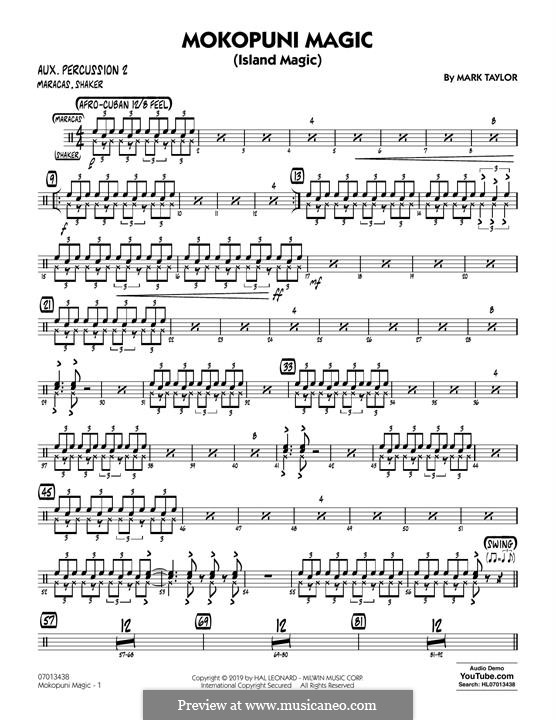 Mokopuni Magic (Island Magic): Aux. Percussion 2 part by Mark Taylor