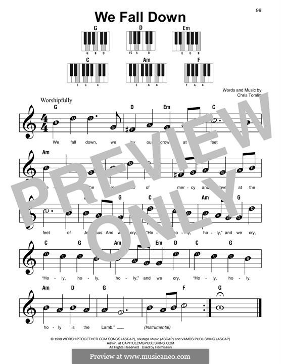 We Fall Down: For easy piano by Chris Tomlin