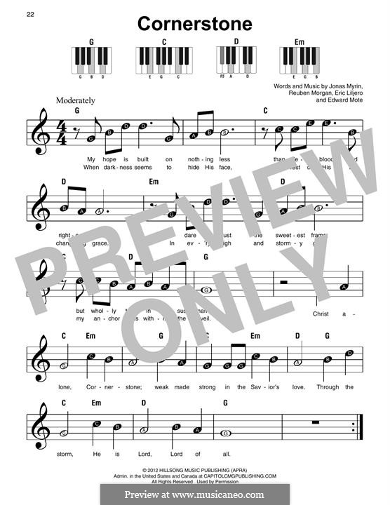 Cornerstone (Hillsong): For easy piano by Jonas Myrin, Reuben Morgan, Eric Liljero