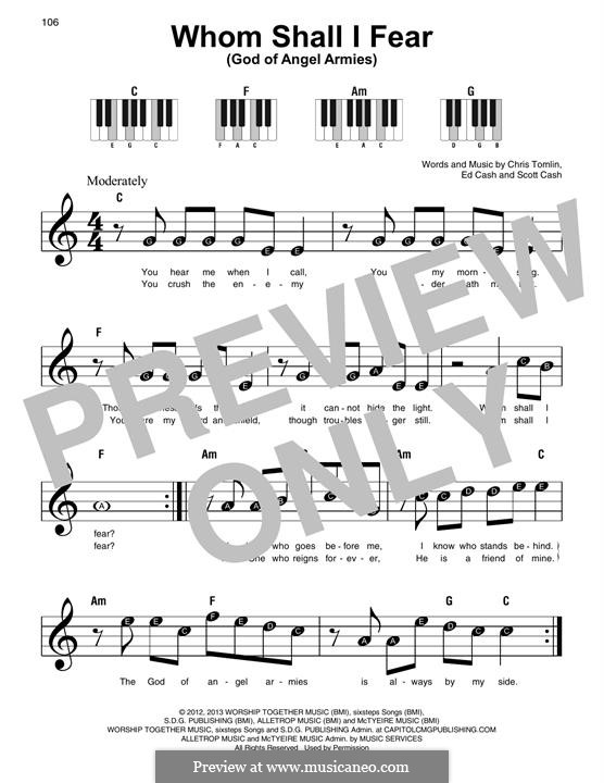 Whom Shall I Fear (God of Angel Armies): For piano by Chris Tomlin, Ed Cash, Scott Cash