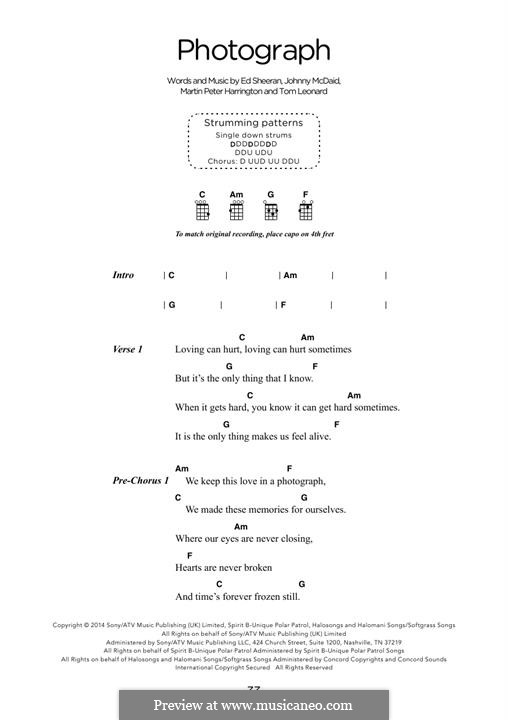 Photograph by E. Sheeran, J. McDaid sheet music on MusicaNeo