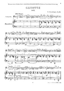 Gavotte No.2 for Cello and Piano, Op.42: Score by Wilhelm Fitzenhagen