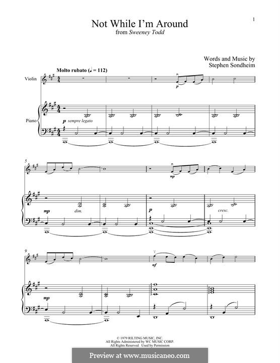 Not While I'm Around (from Sweeney Todd): For violin and piano by Stephen Sondheim