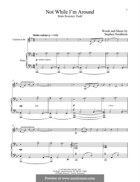 Not While I'm Around (from Sweeney Todd): For clarinet and piano by Stephen Sondheim