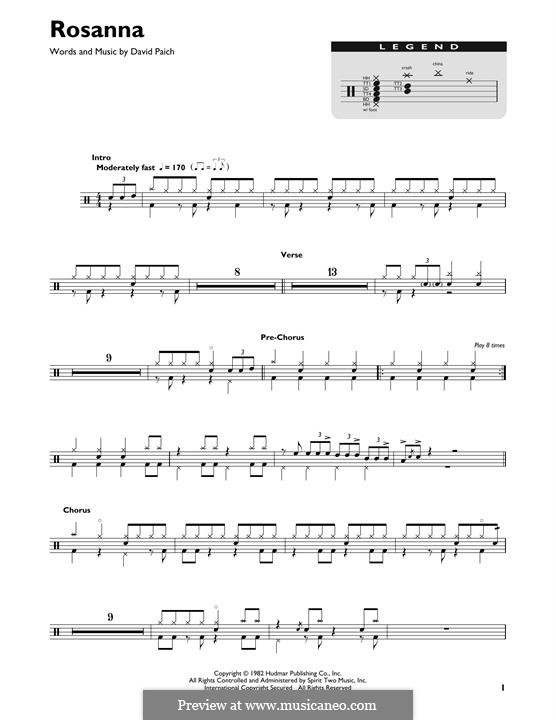 Rosanna (Toto): Drum set by David Paich