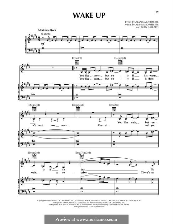 Wake Up (from Jagged Little Pill The Musical): For voice and piano (or guitar) by Alanis Morissette, Glen Ballard