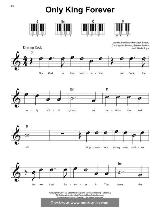 Only King Forever: For easy piano by Chris Brown, Mack Brock, London Gatch, Wade Joye