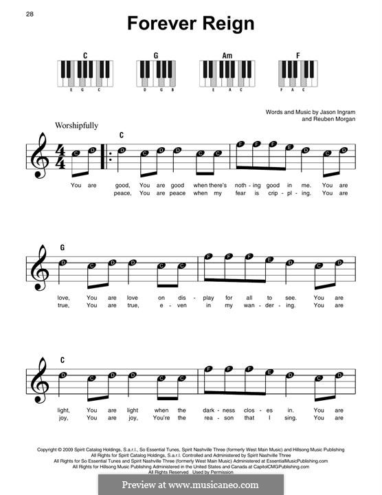 Forever Reign (Hillsong United): For easy piano by Jason David Ingram, Reuben Morgan