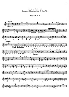 Leonore. Overture No.3, Op.72b: French horns parts by Ludwig van Beethoven