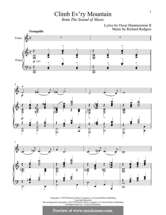 Climb Ev'ry Mountain (from The Sound Of Music): For violin and piano by Richard Rodgers