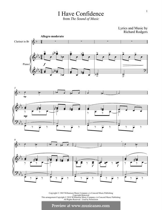 I Have Confidence (from The Sound of Music): For clarinet and piano by Richard Rodgers