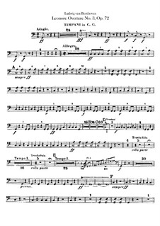 Leonore. Overture No.3, Op.72b: Timpani part by Ludwig van Beethoven