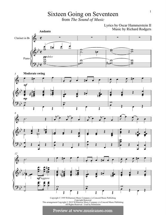 Sixteen Going on Seventeen (from The Sound of Music): For clarinet and piano by Richard Rodgers