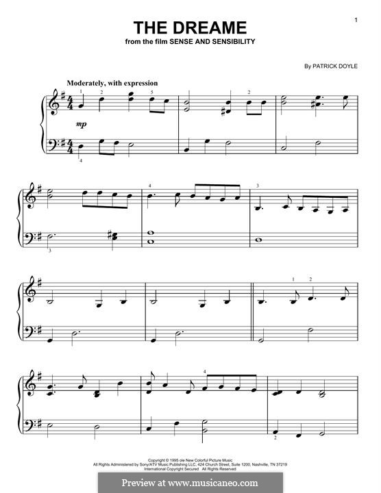The Dreame (from Sense and Sensibility): For piano by Patrick Doyle
