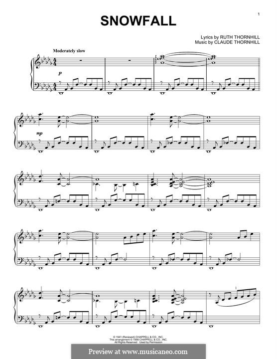 Snowfall (Tony Bennett): For easy piano by Claude Thornhill, Ruth Thornhill