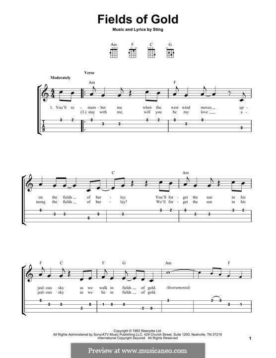 Fields of Gold: For ukulele by Sting