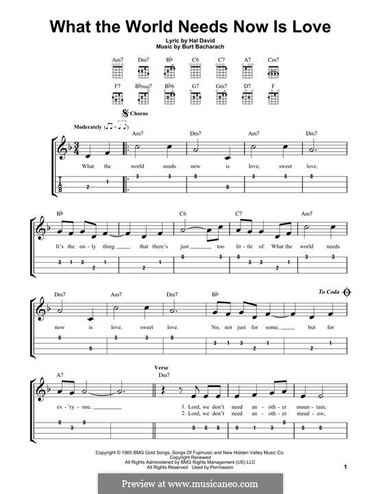 What the World Needs Now Is Love: For ukulele by Burt Bacharach
