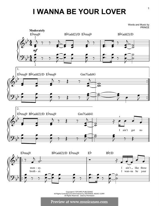 I Wanna Be Your Lover By Prince Sheet Music On Musicaneo