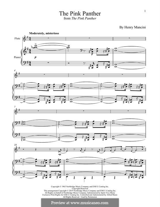Instrumental version: For flute and piano by Henry Mancini 