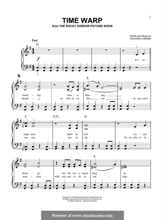 The Time Warp (from The Rocky Horror Picture Show): For piano by Richard O'Brien