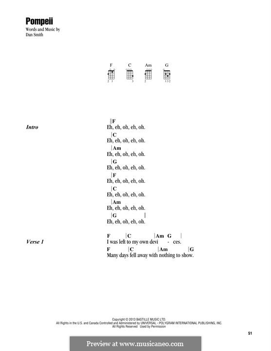 Pompeii (Bastille): For ukulele by Daniel Campbell Smith