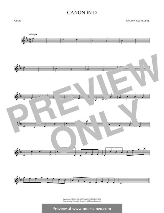 One instrument version: For oboe by Johann Pachelbel