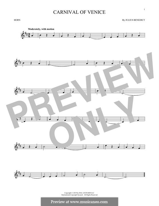 Carnival of Venice: For horn by Julius Benedict
