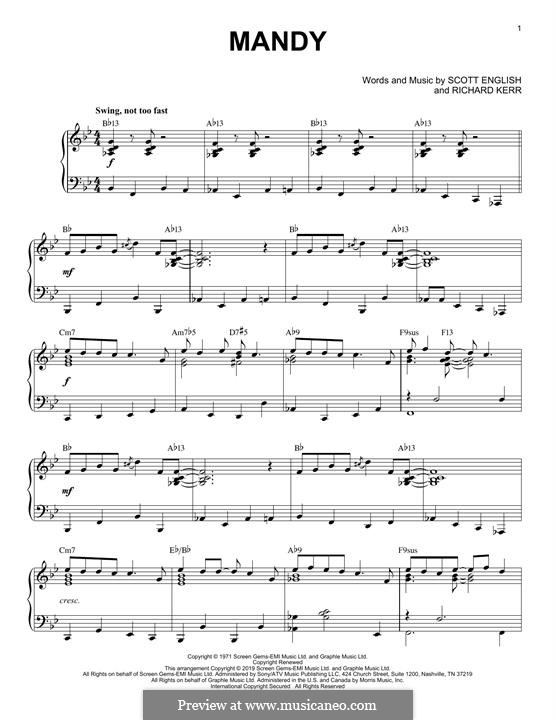 Mandy: For piano (jazz version) by Richard Kerr, Scott English